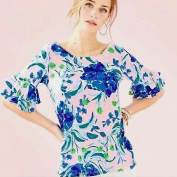 Lilly Pulitzer Tops - Lilly Pulitzer Lula Top Pink Tropics Sweet Pea size XXS